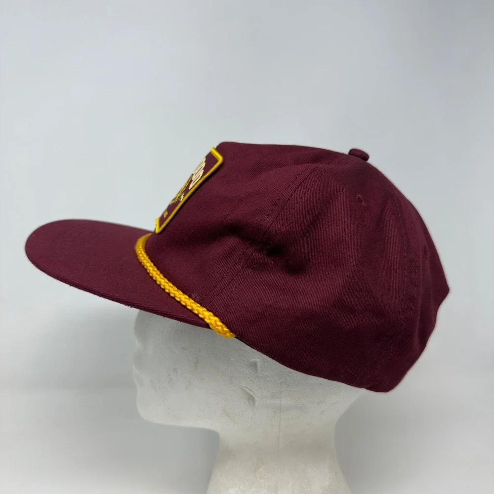 Rare Voodoo Doughnut Tempe AZ Maroon Snapback Rope Hat Yellow Patch Logo Cap ASU